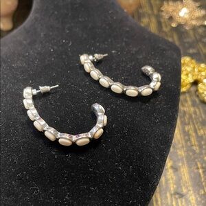 Elegant Silver and White Hoop Earrings